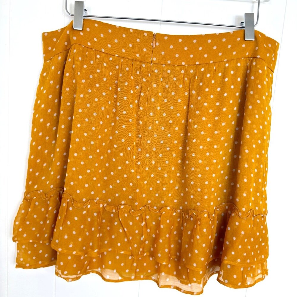 Sezane Carolina Mustard Yellow Polka Dot Ruffled Mini Skirt Size 46 NWOT - Picture 4 of 12